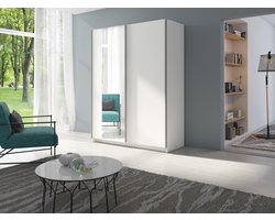 Promeubels - Kledingkast Geneve - Wit - 181cm x 199cm (B x H) - Garderobekast - Slaapkamer - Schuifdeur