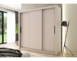 Promeubels - Kledingkast Miami - Beige - 205cm - Garderobekast - Slaapkamer - Kast - Schuifdeuren