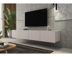 Promeubels - Tv meubel Cosenza - Beige - 200cm (2x 100cm) - Tv kast - Hangend of staand