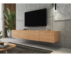Promeubels - Tv meubel Cosenza - Eiken - 200cm (2x 100cm) - Tv kast - Hangend of staand