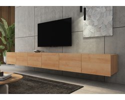 Promeubels - Tv meubel Cosenza - Eiken- 300cm (2x 150cm) - Tv kast - Hangend of staand