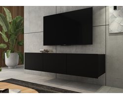 Promeubels - Tv meubel Cosenza - Zwart mat - 150cm - Tv kast - Hangend of staand