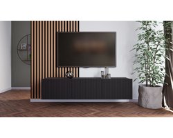 Promeubels - Tv meubel Kingston - Zwart mat - 150cm - Tv kast - Hangend of staand - Zwevend
