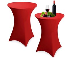 PromoHome 2-delige rekbaar tafelkleed voor statafels - 80x110 cm - Feestrood