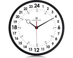 PromoHome 24-uurs wandklok zwart 30,5 cm stil, niet tikkend, analoog, voor woonkamer, keuken, slaapkamer, kantoor