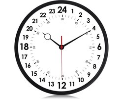 PromoHome 24-uurs wandklok zwart 30,5 cm stil, niet tikkend, analoog, voor woonkamer, keuken, slaapkamer, kantoor