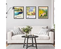 PromoHome 3-delige fotolijstenset 40x50 cm - Zwarte kunststof lijsten met veerbelasting