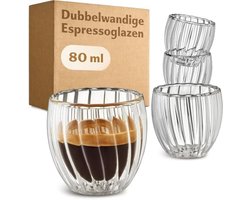 PromoHome 4 stuks Isolerende Espresso Glazen -inhoud 80ml - Zwevend Effect