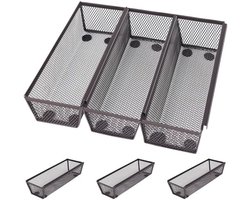 PromoHome 6-Pack Brons Gaas Opslag Mandjes - Uitbreidbare Draad Organizer Lades voor Keuken, Badkamer, Kantoor en Hobby - Met Non-Slip Rubberen Voetjes en Koppelbaar Ontwerp