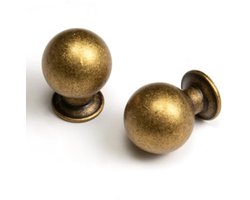 PromoHome Antiek messing kastknoppen - 5 stuks - Zinklegering - Vintage retro lade knoppen - Voor keuken, badkamer, dressoir, kast - Inclusief 2 schroeven per knop - Diameter 23.5 mm, hoogte 32.1 mm