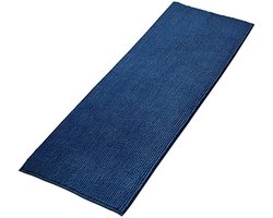 PromoHome Badmat anti-slip van zacht chenille, Super absorberend en machinewasbaar Geschikt voor badkamer, douche, bad of toilet, Blauw – 50x150 cm