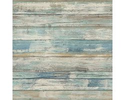 PromoHome Blauw Houtlook Zelfklevende Folie - Waterdichte Decoratiefolie voor Meubels en Muren (30x300 cm)