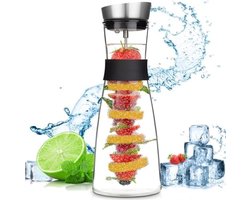 PromoHome Glazen Waterkan 1,5L met Fruitspies en Stofdicht Deksel