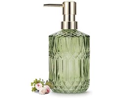 PromoHome Glazen Zeepdispenser - 390ml Antislip Design voor Badkamer en Keuken