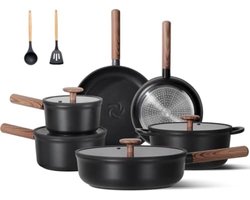 PromoHome Keramische Pannenset 17-delig - Anti-aanbak & Afneembare Handvatten