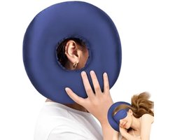 PromoHome Oorpiercingkussen voor Zijslapers - Satijnen Oorkussen met Oogmasker - Drukverlichting voor Oorpijn, CNH en Piercingherstel - Verstelbare Stevigheid - Wasbaar Ontwerp