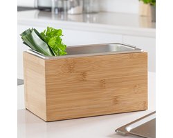 PromoHome Organische Compostbak - 4,5L Inhoud, Vaatwasbestendig, Duurzaam en Houten Design
