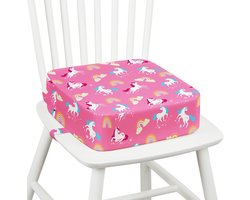 PromoHome Peuterstoelverhoger voor Eettafel – 10 cm Dik Sponskussen met Antislip Bodem en 2 Verstelbare Riemen, Eenhoorn