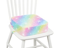 PromoHome Peuterstoelverhoger voor Eettafel, 10 cm Dikke Spons Kinderstoelverhoger met Antislip Bodem & 2 Verstelbare Riemen, Sterk Ondersteunend Afneembaar Wasbaar (Ster)