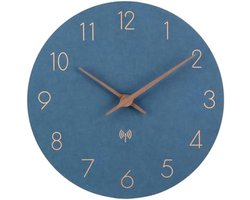 PromoHome Radiogestuurde Wandklok - Stil Werkend en Makkelijk Afleesbaar, 30 cm "Blauw"
