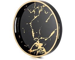 PromoHome Ronde Marmeren Serveertray met Handgrepen - Elegante Salontafel Schaal voor Woonkamer