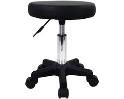 PromoHome Ronde PU Lederen Hoogte Verstelbare Draaibare Kruk Stoel voor Kantoor, Salon en Thuisgebruik - Zwart