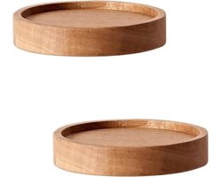 PromoHome Ronde Zwevende Wandplanken - 2 Stuks Eikenhout Opbergplanken voor Muur