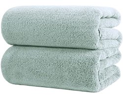 PromoHome Set van 2 Premium Sneldrogende Pluisvrije Microvezel Badhanddoeken Extra Groot Lichtgroen 89x178 cm - Zachte Badlakens voor Thuis, Reizen, Zwembad en Sportschool