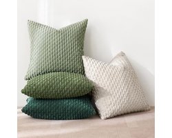 PromoHome Set van 4 corduroy kussenhoezen 50x50 cm– decoratieve moderne kussenslopen voor bank en sierkussens
