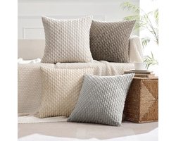 PromoHome Set van 4 corduroy kussenhoezen 50x50 cm– decoratieve moderne kussenslopen voor bank en sierkussens