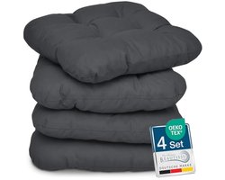 PromoHome Set van 4 Vierkante Stoelkussens 40x40 cm - Zachte Antraciet Kussens met Comfortvulling
