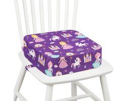 PromoHome Verhogingskussen voor Eettafel 10 cm Dik - Anti-Slip Stoelverhoger voor Kinderen met Verstelbare Riemen en Afneembare Wasbare Hoes - Prinses