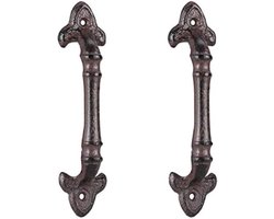 PromoHome Vintage Meubelgrepen Set van 2 - Antieke Kastgrepen met Lelie Versiering - Gietijzeren Handgrepen voor Kasten en Lades - Landhuis Stijl - Donkerbruin