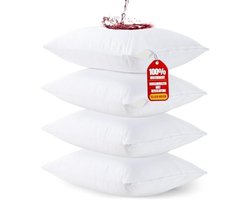 PromoHome Waterdichte Kussenhoezen Set van 4 - 50x70 cm Kussenbeschermers Met Ritssluiting - Anti Bed Bugs en Huisstofmijt Bescherming - Ademende Polyester Jersey Stof