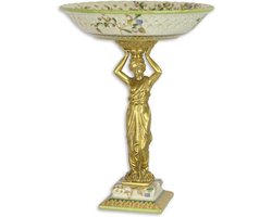 Pronkstuk - Porseleinen serveerschaal - Bronzen dame - 33,2 cm hoog