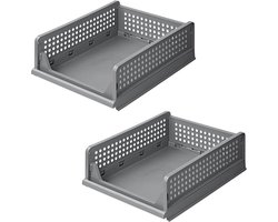 ProPlus Keukenorganizer – 43 x 33,5 x 14 cm – 2-laags – Stapelbaar & Opvouwbaar – Opbergbak – voor Kast, Kleding, Bureau – Opbergrek - Organisator