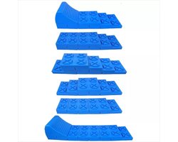 ProPlus Multifunctioneel stapelbaar oprijblok - 9-delig - blauw - 4 niveaus - lichtgewicht kunststof
