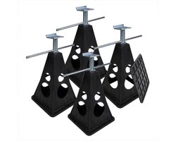 ProPlus Set van 4 Kunststof Hoeksteunen – Voor Caravan en Aanhanger – In Hoogte Verstelbaar 300–420 mm – Zwart