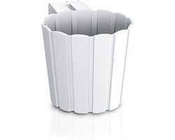 Prosperplast balkon plantenpot - bloempot met haak - wit - kunststof - D14 cm - Tuin/balkon - hangend