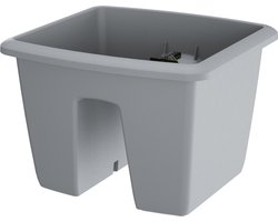 Prosperplast Balkon Plantenpot - lichtgrijs - kunststof - voor op railing - 29 x 29 cm