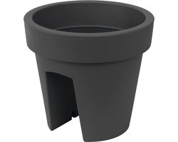 Prosperplast Balkon plantenpot/bloempot - antraciet grijs - 5 liter - kunststof - D25 x H23 cm