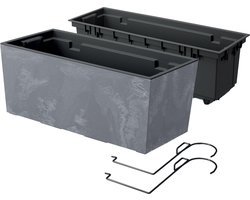 Prosperplast - Bloempot met inzet met Hangende - Balkonbak - Urbi Case Beton Effect Balkonbak