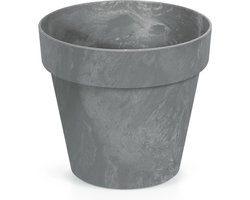 Prosperplast Bloempot/plantenpot - betonlook - grijs - kunststof - Dia 14 cm - buiten/binnen