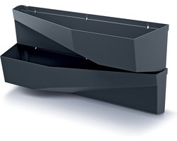 Prosperplast Hangende Plantenbakken - set van 2x - kunststof - verticale tuin - L78 x B19 x H35 cm - antraciet grijs