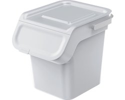 Prosperplast Keden - Afvalemmer / Prullenbak met actief koolfilter - 20L - as wit