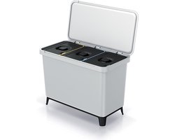 Prosperplast Keden SYSTEMA - Afvalbak / Prullenbak met scheidingsbakken 3x10L - Asgrijs