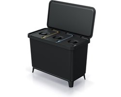 Prosperplast Keden SYSTEMA - Afvalbak / Prullenbak met scheidingsbakken 3x10L - Zwart