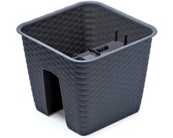 Prosperplast Plantenbak Ratolla - vierkant - rotan balkon - antraciet 27 cm - 8,5 liter - Tuin/balkon bak