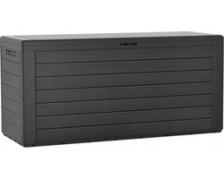 Prosperplast Tuin kussen opbergbox - grijs - hout patroon - 280 liter - kunststof - 116 x 44 x 55 cm