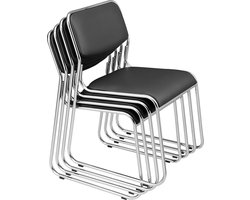 [pro.tec]® Bureaustoel - Conferentiestoel - 4 stuks set - Zwart